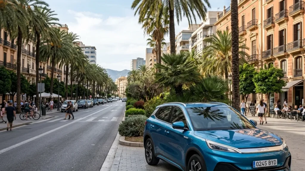 BYD Atto 2 SUV eléctrico azul aparcado en bulevar español