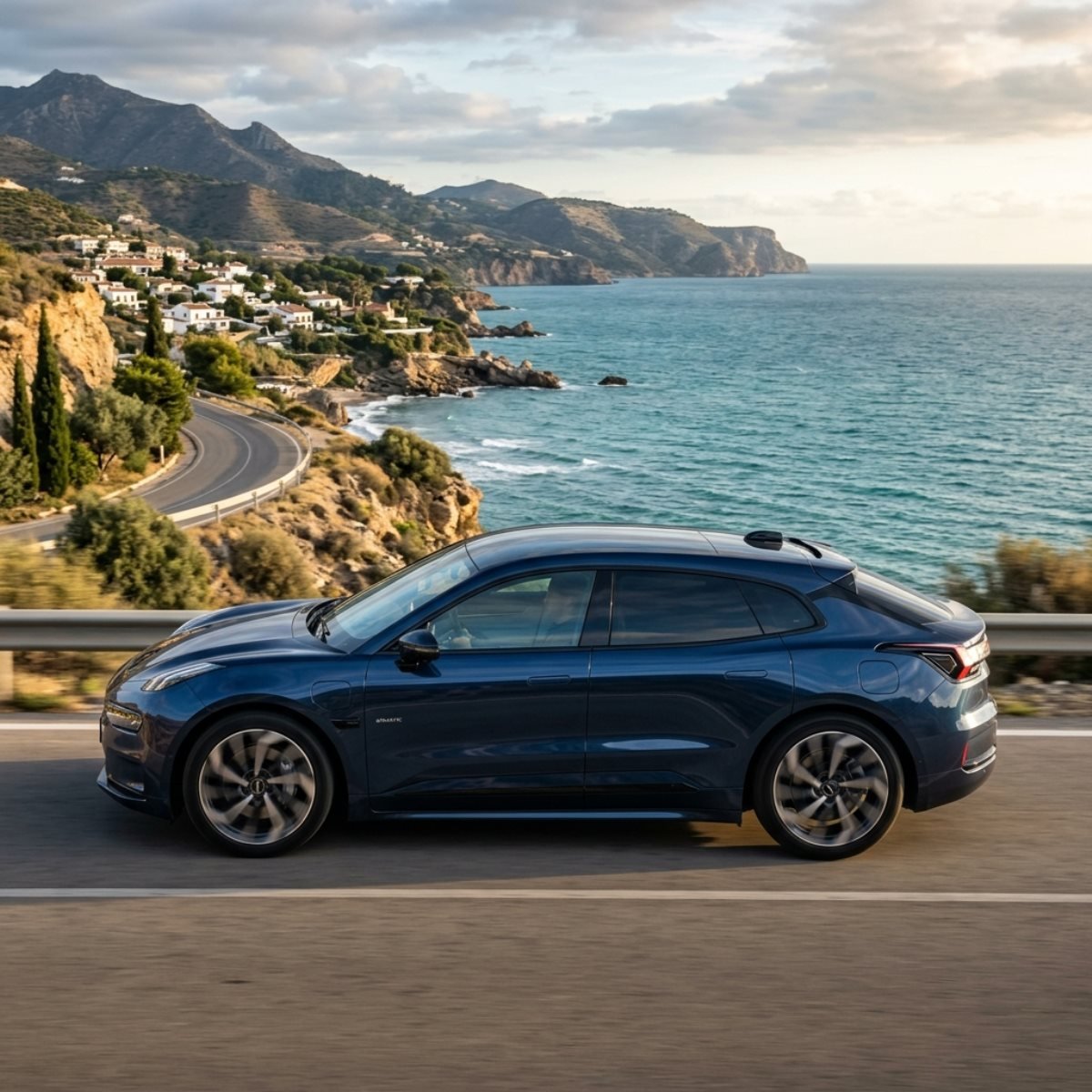 Zeekr 001 shooting brake eléctrico de lujo en carretera mediterránea