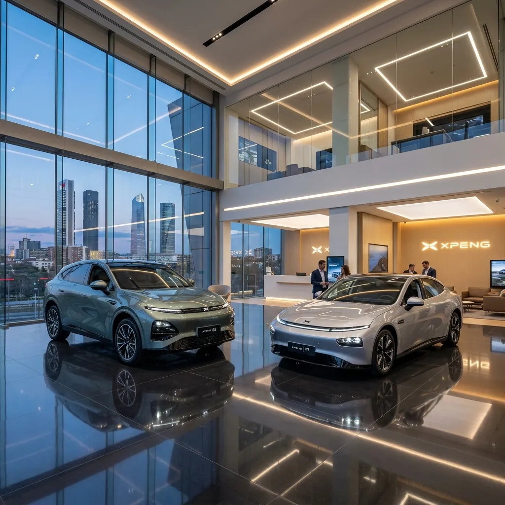 Portada de XPeng España: gama de SUV premium en concesionario moderno