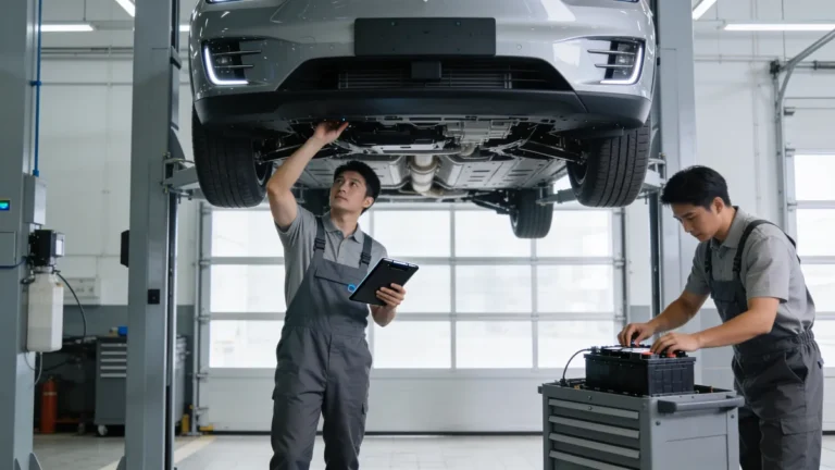 Fiabilidad de los coches chinos: inspección de un SUV eléctrico en un taller oficial