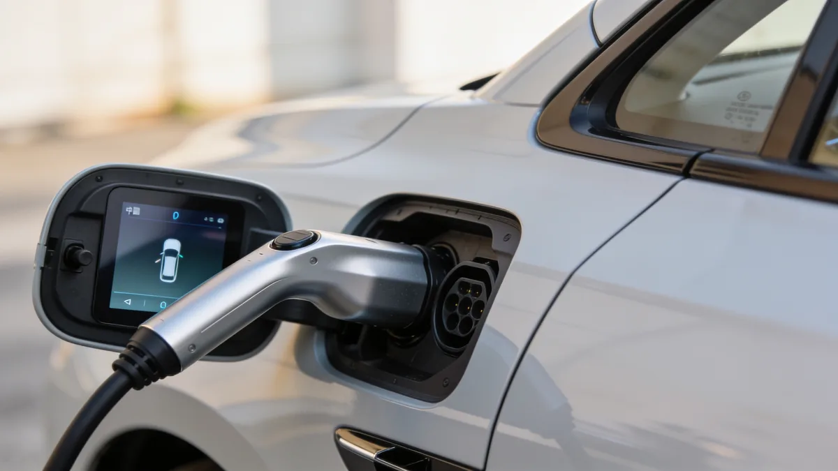 Pantalla y detalle de carga del Geely E2, el compacto eléctrico de Geely España